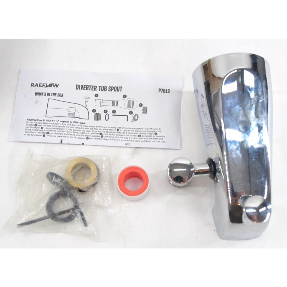 Tub Spout with Diverter Chrome, Fits Threaded 1/2